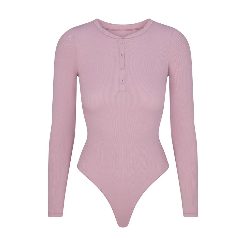 Skims LONG SLEEVE HENLEY BODYSUIT Dusk Size Small